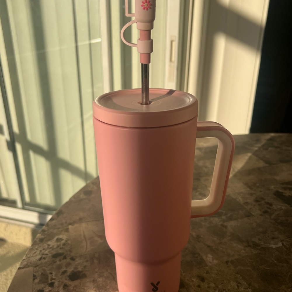 Pink Tumbler with Straw